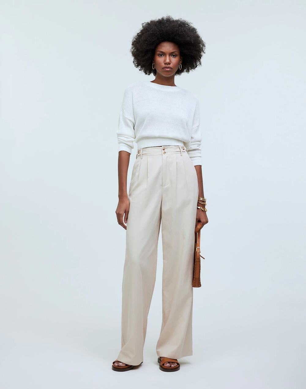 Madewell The Harlow Wide-Leg Pant Beige 2